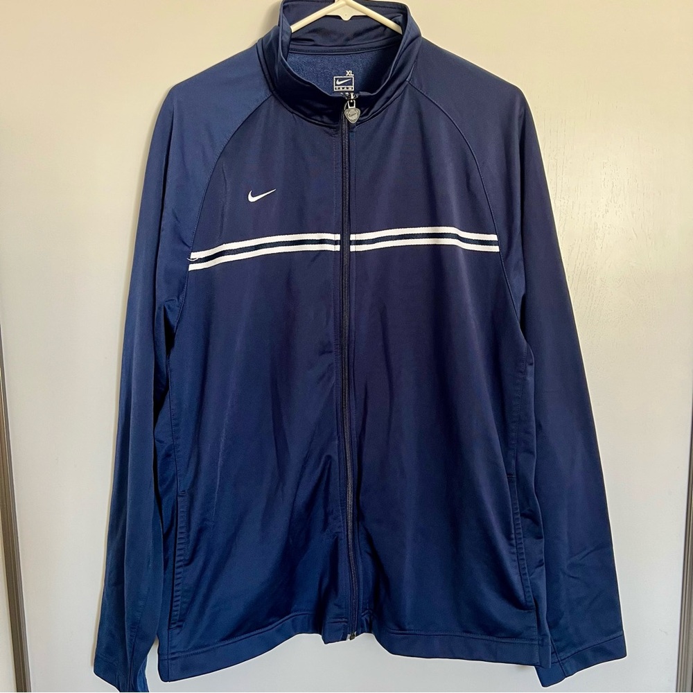 Nike Team Jacket Men's Size XL Full Zip Warmup Sideline Navy Blue White